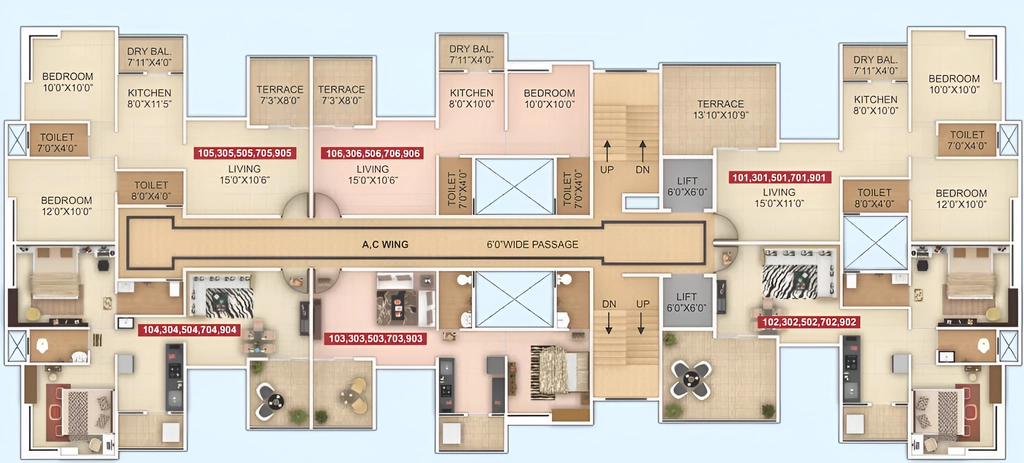 Floor Plan of Pragati Nandini Bellus in Manjari Khurd, Pune - Image 349593