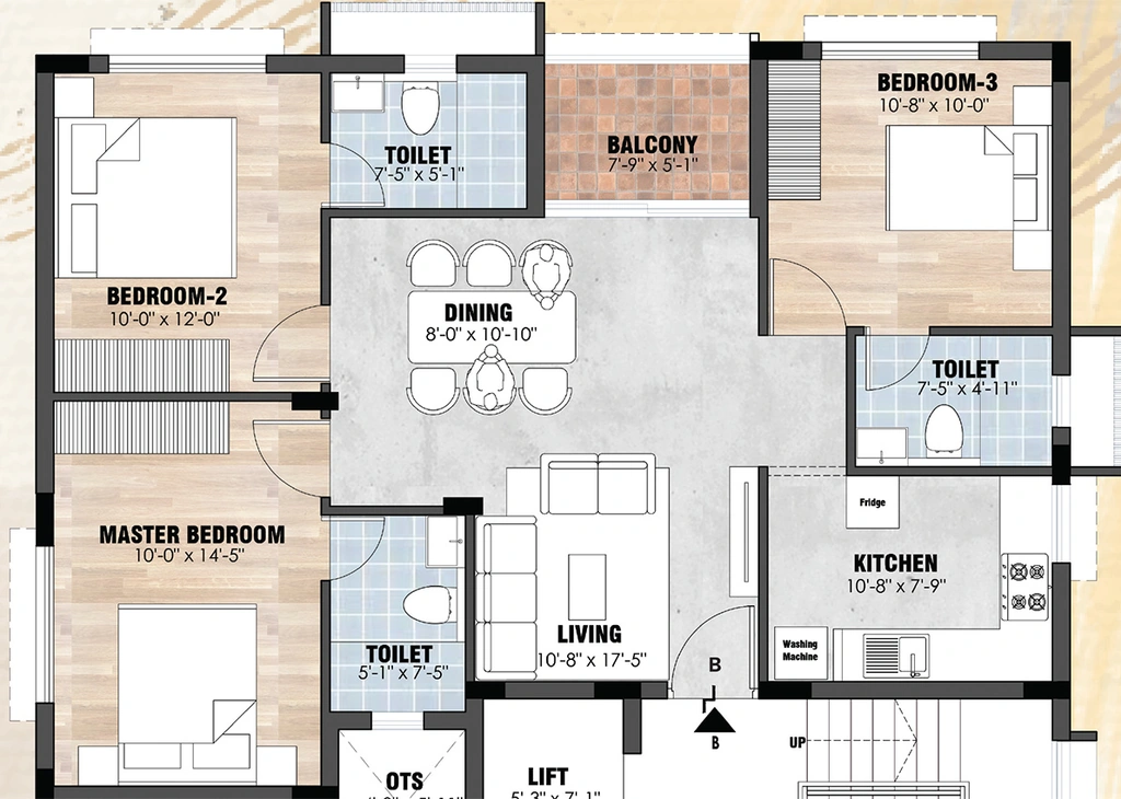 3 BHK Flat in Akshaya Jayam in Velachery, Chennai - Image 877619