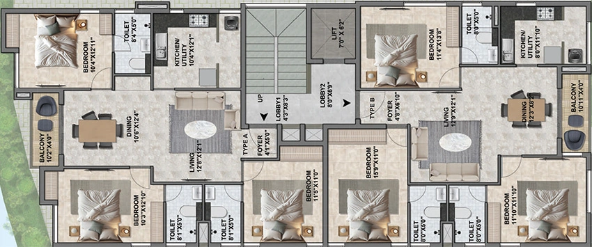 Floor Plan of Akshaya Panorama in Ashok Nagar, Chennai - Image 330722