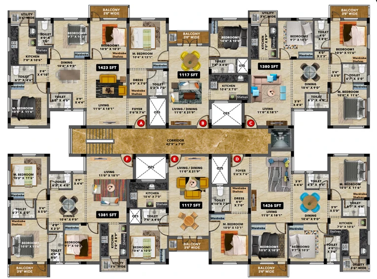 Floor Plan of Hansa Gems Park - Jade in Thiruvottiyur, Chennai - Image 247824