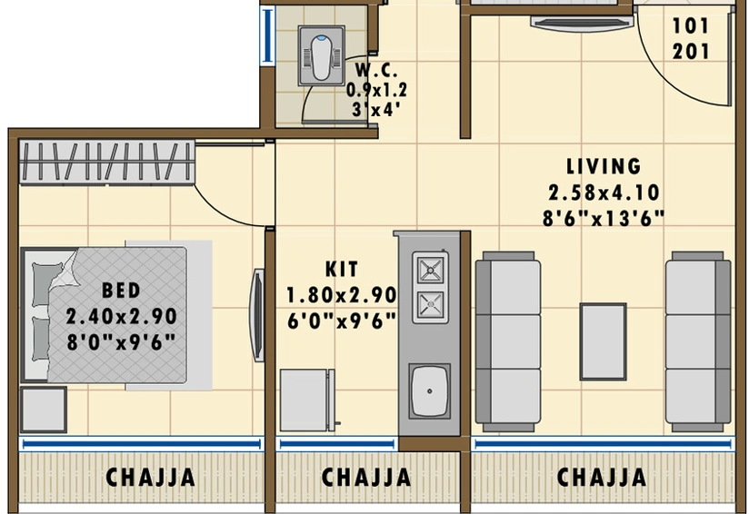 1 BHK Flat in Naagraj Classic in Ulwe, Navi Mumbai - Image 789525