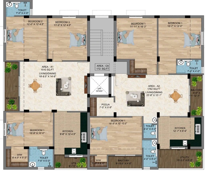 Floor Plan of Traventure The Golden Grandezza in Saligramam, Chennai - Image 243254