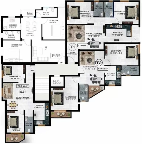 Floor Plan of Traventure Tranquil in Virugambakkam, Chennai - Image 243320