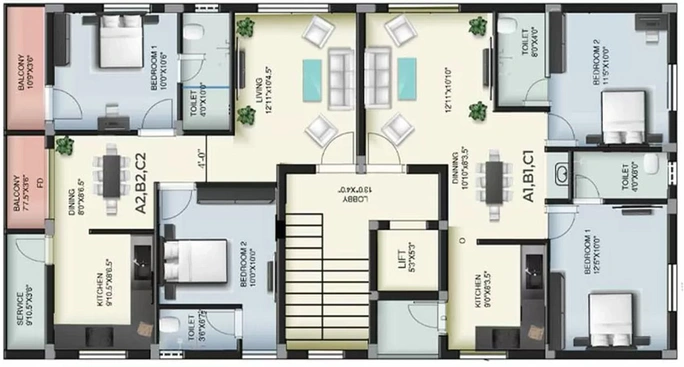 Floor Plan of Traventure Athi Chakra in Virugambakkam, Chennai - Image 244410