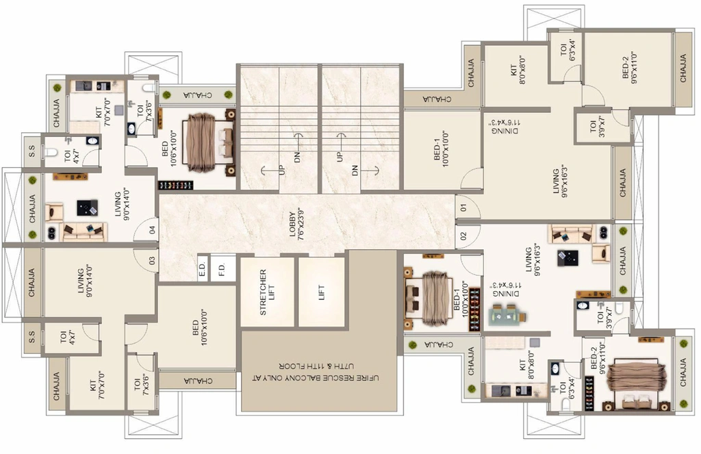 Floor Plan of Skyline Bayview in Ulwe, Navi Mumbai - Image 123794
