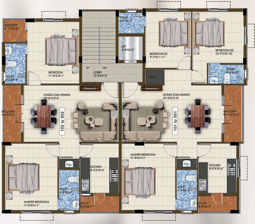 Floor Plan of Meera Cresent in Virugambakkam, Chennai - Image 345813