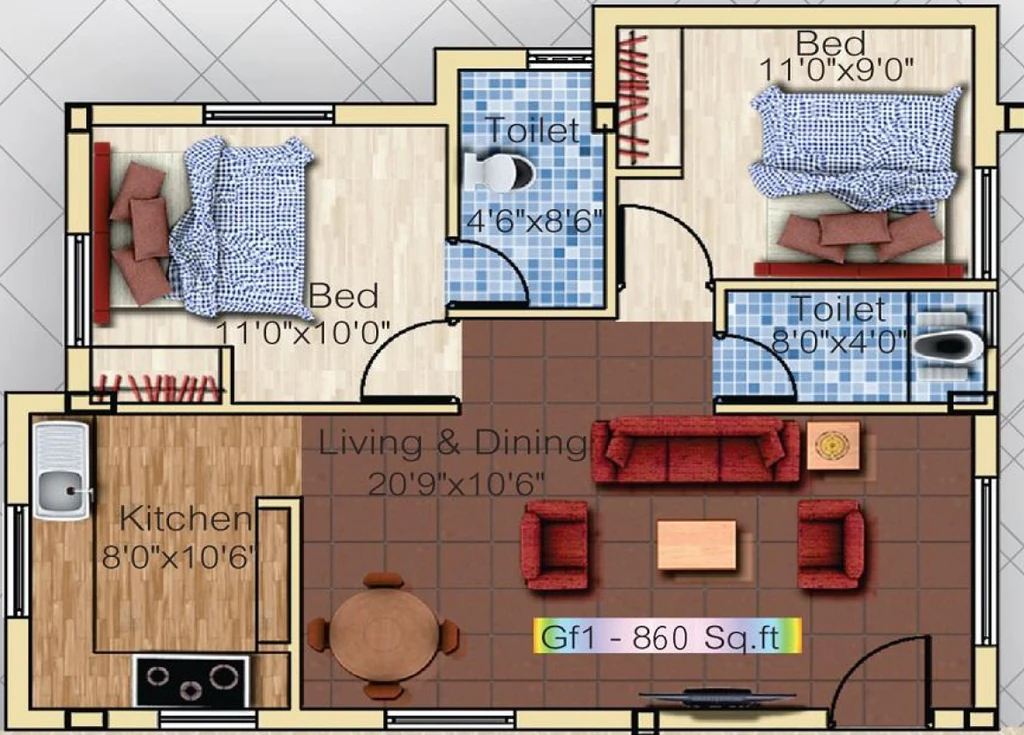 2 BHK Flat in Meera Ashvins in Perumbakkam, Chennai - Image 885178