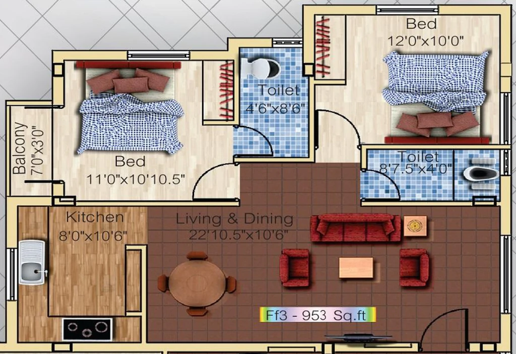 2 BHK Flat in Meera Ashvins in Perumbakkam, Chennai - Image 885179