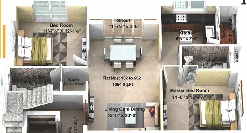2 BHK Flat in Meera Hill Crest in Pallikaranai, Chennai - Image 883304