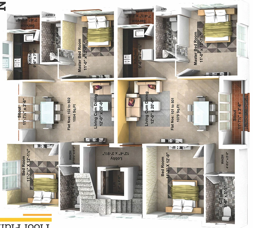 Floor Plan of Meera Hill Crest in Pallikaranai, Chennai - Image 340489
