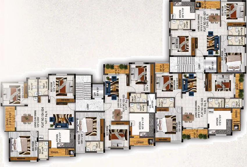 Floor Plan of Meera Vasantham in Pallikaranai, Chennai - Image 340495