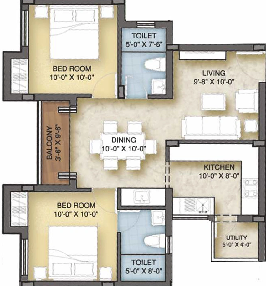 2 BHK Flat in VNR Milford in Mogappair, Chennai - Image 881818