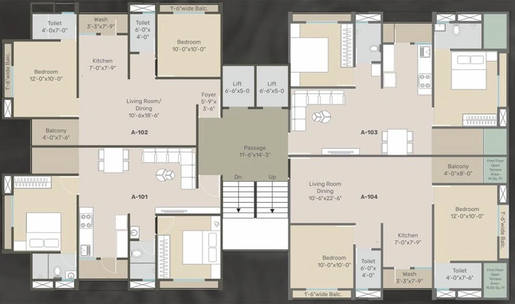 Floor Plan of Mangalam Pushpam Heights 2 in Tarsali, Vadodara - Image 128829