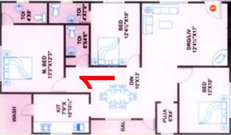 3 BHK Flat in Jubilee Regency Square Apartments in Habsiguda, Hyderabad - Image 835486