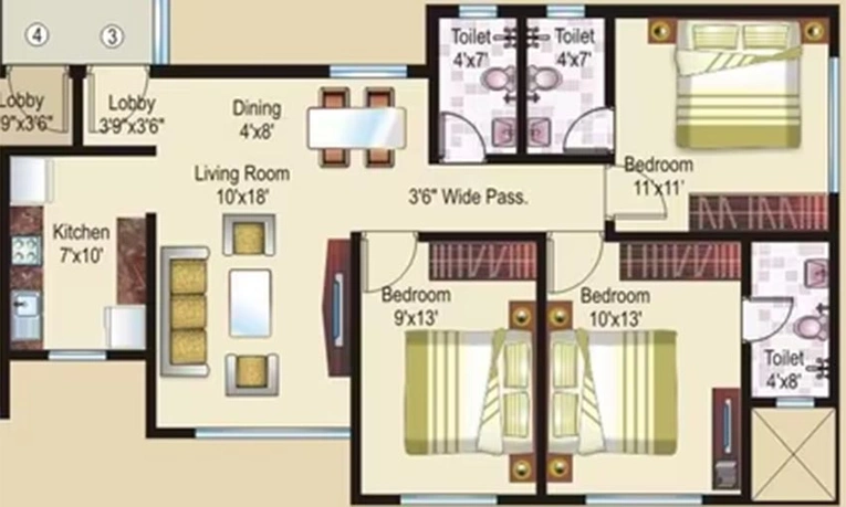 3 BHK Flat in Sheth Athena in Thane West, Thane - Image 846233