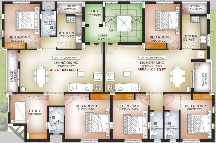 Floor Plan of Pearl Shivani in Medavakkam, Chennai - Image 241958