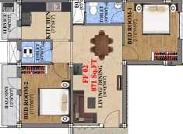 2 BHK Flat in Pearl Flora Flats in Medavakkam, Chennai - Image 840615
