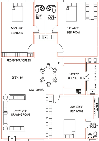 3 BHK Flat in Kata Rajinigandha Apartments in NRI Layout, Bangalore - Image 782999