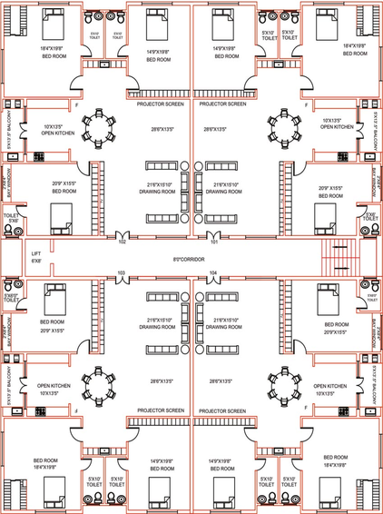 Floor Plan of Kata Rajinigandha Apartments in NRI Layout, Bangalore - Image 123872