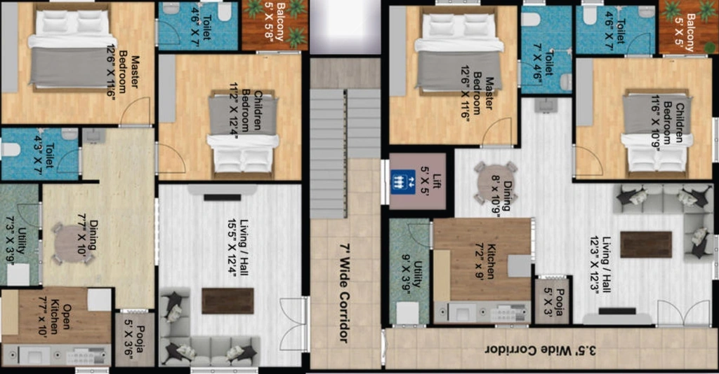 Floor Plan of PMR Myra Residency in Hastinapuram, Hyderabad - Image 315548
