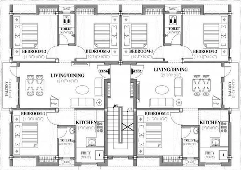 Floor Plan of Pearl Residency in Medavakkam, Chennai - Image 242133