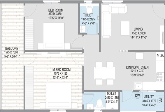 2 BHK Flat in Fuzen Sky Plaza in Secunderabad, Hyderabad - Image 867004