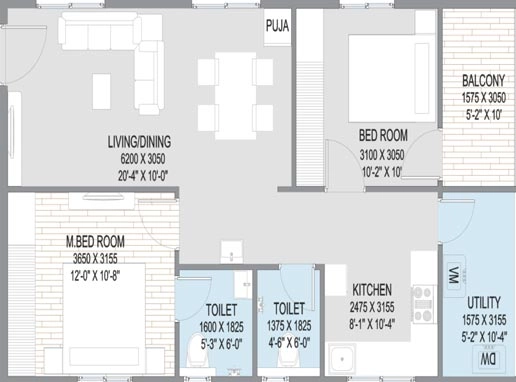 2 BHK Flat in Fuzen Sky Plaza in Secunderabad, Hyderabad - Image 867003