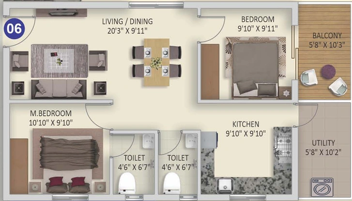 2 BHK Flat in Advaitas Vibha in Tellapur, Hyderabad - Image 783571