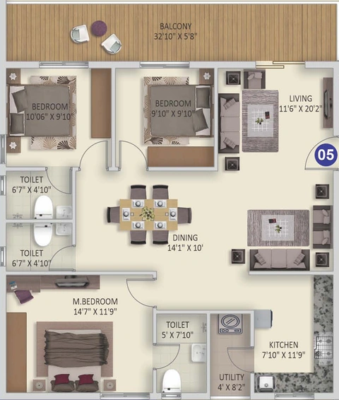 3 BHK Flat in Advaitas Vibha in Tellapur, Hyderabad - Image 783573