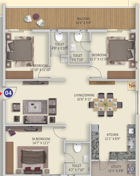 3 BHK Flat in Advaitas Vibha in Tellapur, Hyderabad - Image 783574