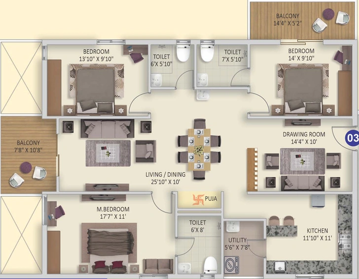 3 BHK Flat in Advaitas Vibha in Tellapur, Hyderabad - Image 783575