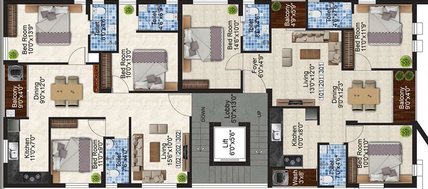 Floor Plan of Shree Varu Vadapalani in Vadapalani, Chennai - Image 337403