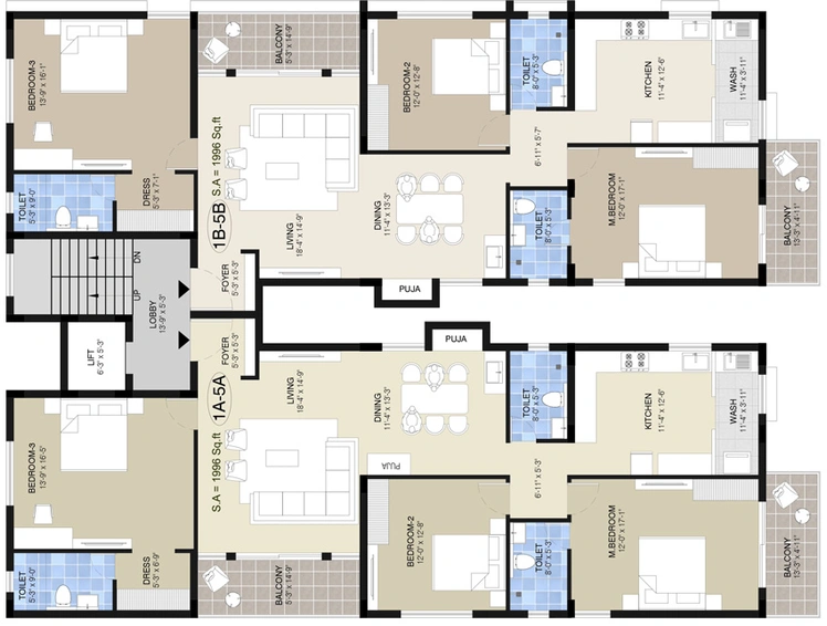 Floor Plan of Pearl Ishaan in KK Nagar, Chennai - Image 242611