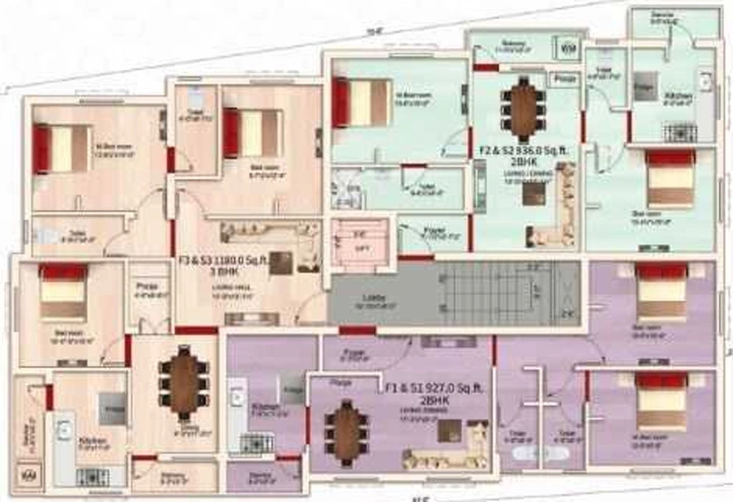 Floor Plan of GP Homes Erica in Padi, Chennai - Image 236459
