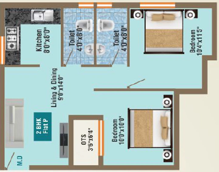 2 BHK Flat in GP Pearl Iris in Ayapakkam, Chennai - Image 837737