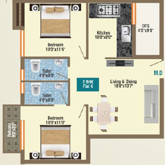 2 BHK Flat in GP Pearl Iris in Ayapakkam, Chennai - Image 837739
