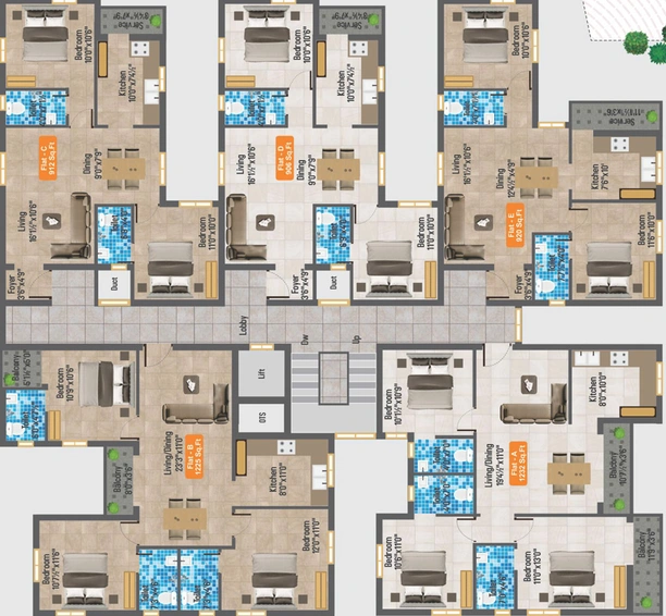 Floor Plan of GP Elegant Castle in Padi, Chennai - Image 236644