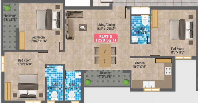 3 BHK Flat in GP Flora Emerald in Porur, Chennai - Image 837784