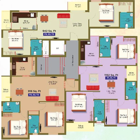 Floor Plan of GP Crown Imperial in Korattur, Chennai - Image 237074