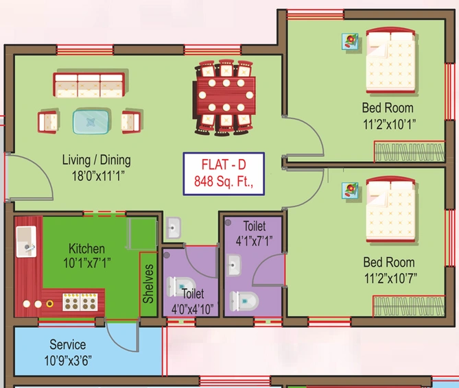 2 BHK Flat in GP Valencia in Ayanambakkam, Chennai - Image 837956