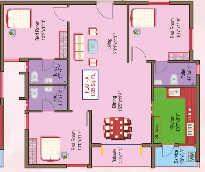 3 BHK Flat in GP Valencia in Ayanambakkam, Chennai - Image 837958