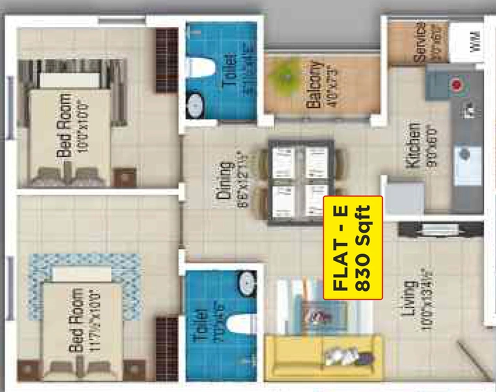 2 BHK Flat in GP Flora Diamond in Porur, Chennai - Image 837964