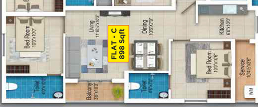 2 BHK Flat in GP Flora Diamond in Porur, Chennai - Image 837965