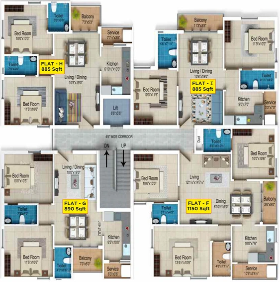 Floor Plan of GP Flora Platinum in Porur, Chennai - Image 237105