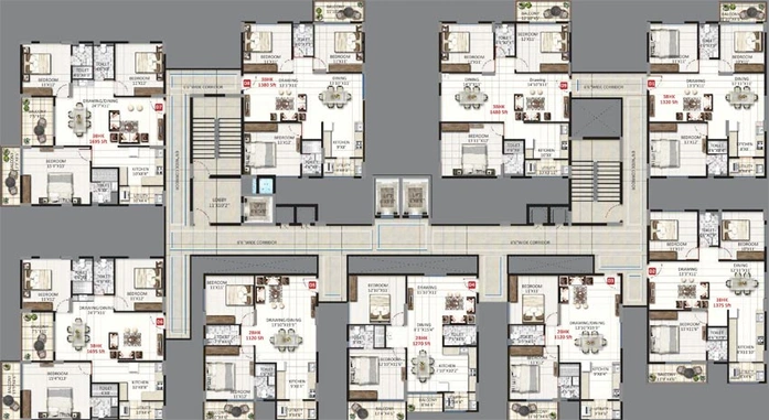 Floor Plan of United Sai Green Woods in Belathur, Bangalore - Image 127140