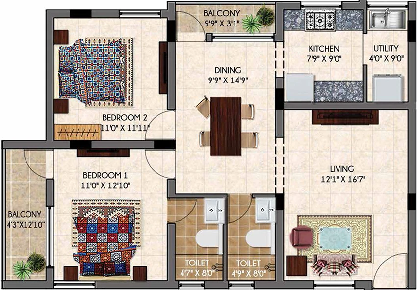 2 BHK Flat in Jones The Address in Maharaja Nagar, Chennai - Image 877675