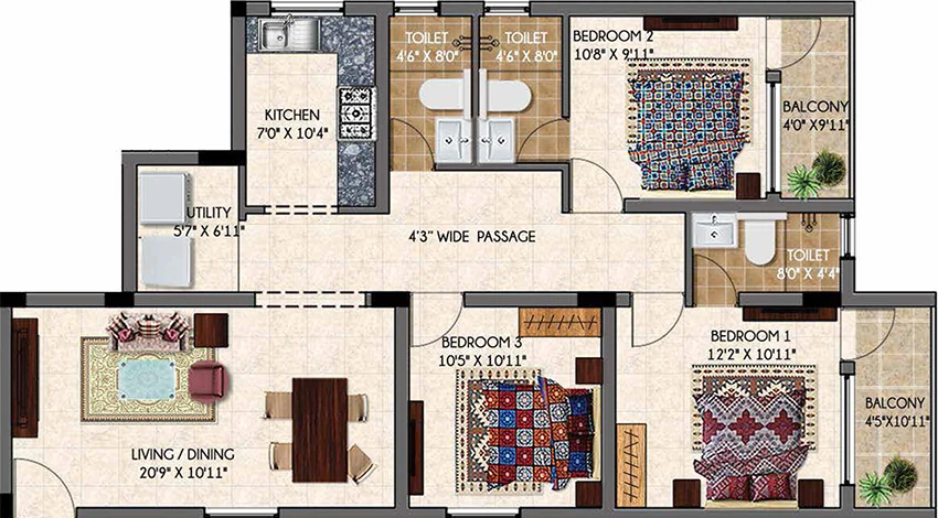 3 BHK Flat in Jones The Address in Maharaja Nagar, Chennai - Image 877676