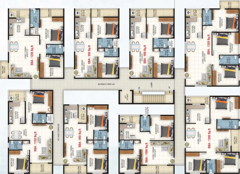 Floor Plan of United Sai Silicon City in Whitefield, Bangalore - Image 123991