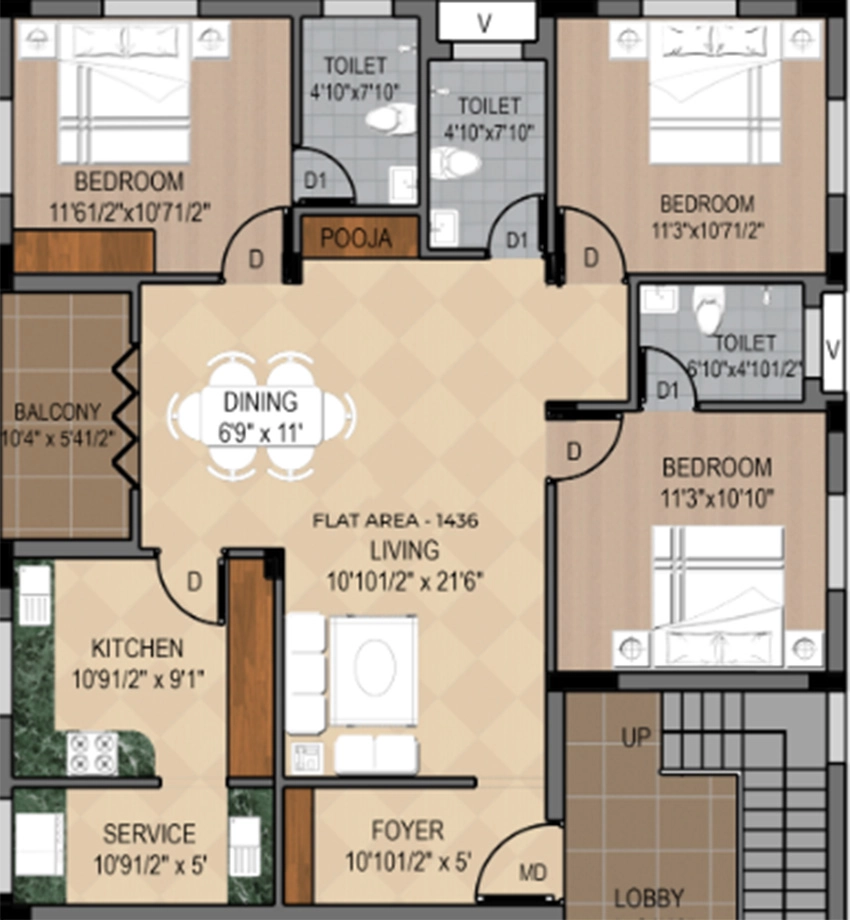 2 BHK Flat in Sreenivas Ramakripa in T Nagar, Chennai - Image 876101