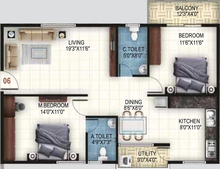 2 BHK Flat in United Sai Arcade in Whitefield, Bangalore - Image 783933